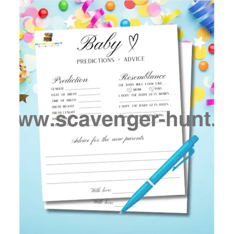 Baby -Predictions- And -Advice -Baby -Shower -Game: -Minimalistic- Design - Peaktreasurehunt