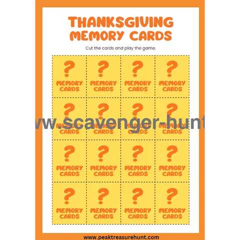 Printable Thanksgiving Memory Cards