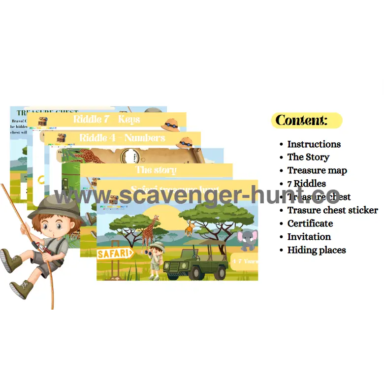 Safari-Treasure-Hunt - Printable-Scavenger-Hunt-Tasks-peaktreasurehunt