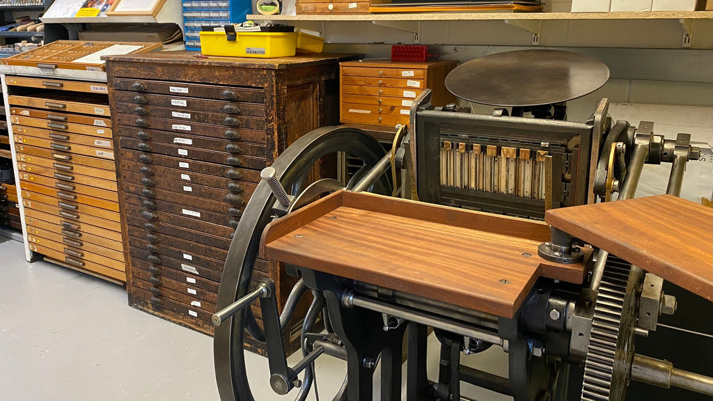 type cabinets and printing press