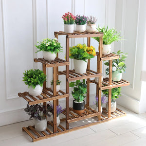 Multi-tiered Carbonized Indoor Wood Plant Stand - crosbysvarietyshop
