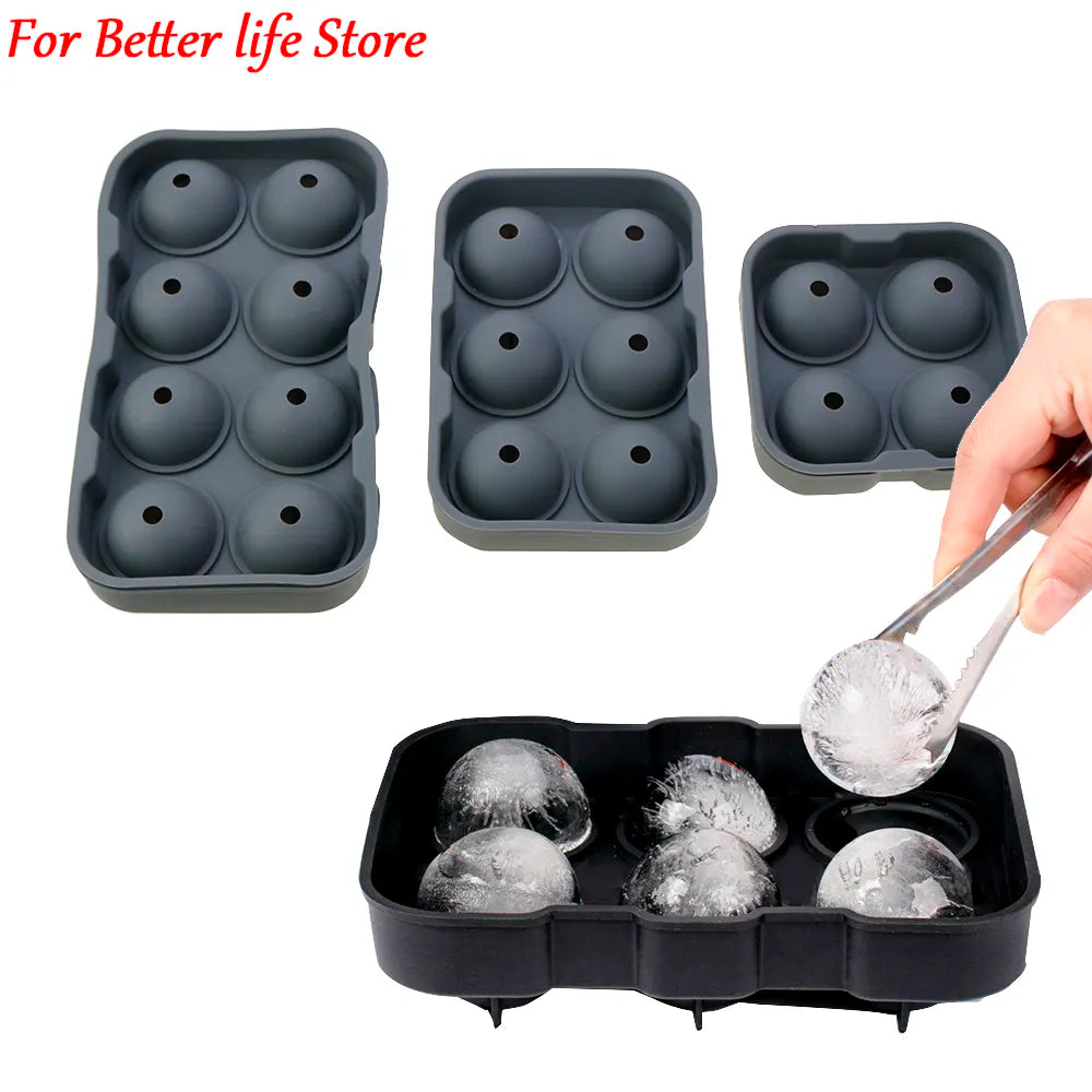 1PCS 4/6/8 Silicone Ice Cube Mold Black Ice Ball Mold Round Square Ice Tray Mold Food Grade Reusable Ice Maker Ice Cream Tools