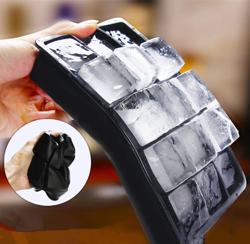 Big Ice Tray Mold Box Large Food Grade Silicone Ice Cube Square Tray Mold Bar Pub Wine Ice Blocks Maker Model