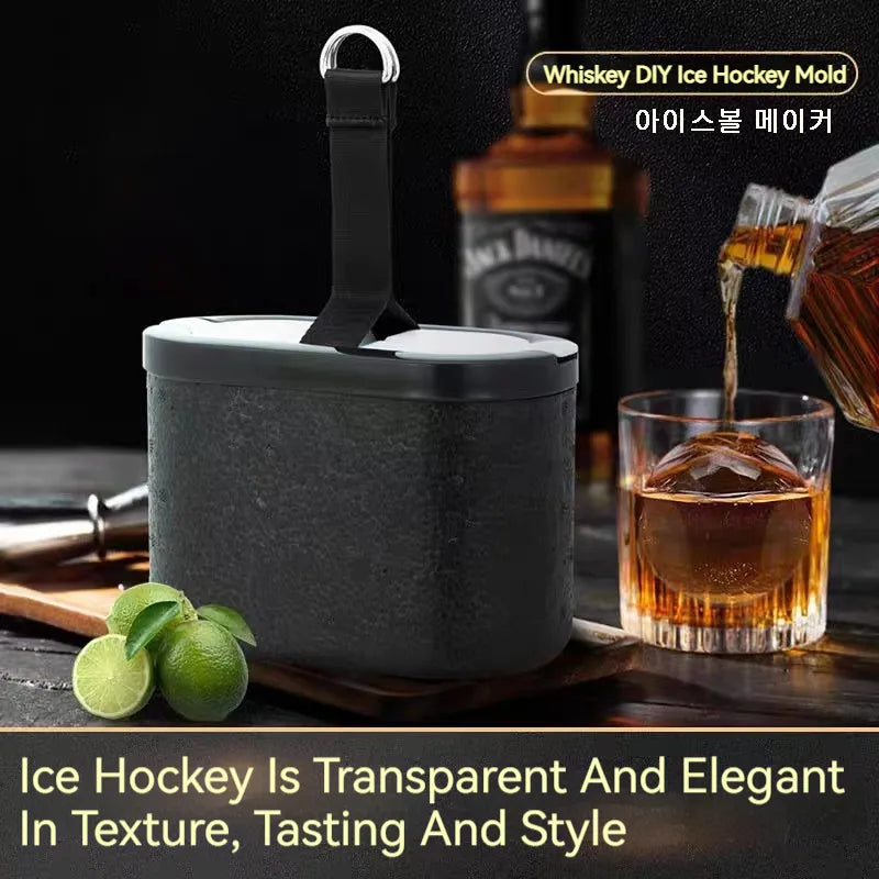 Whiskey Ice Ball Maker Mould Clear Silicone Ice Cubel Maker Sphere Cube Tray Mould Large 2.4 Inch Round Ice Box Mold