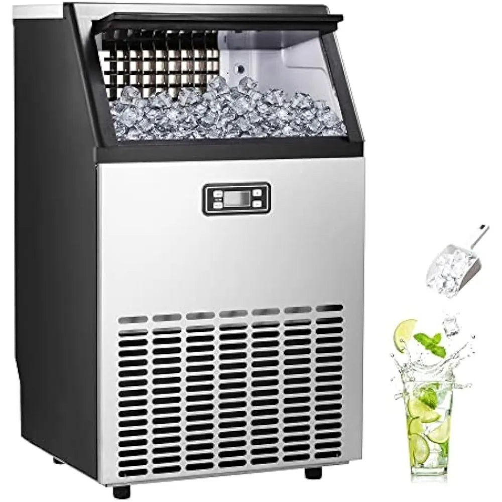 Electactic Ice Maker, Commercial Ice Machine,100Lbs/Day, Stainless Steel Ice Machine with 48 Lbs Capacity, Ideal for Restaurant