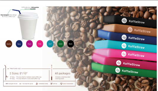 Koffie Straw MOCHA in both sizes (2 straws: 8, 10, and a brush)