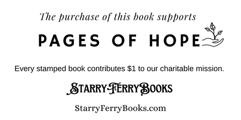 Pages of Hope stamp, Every stamped book contributes $1 to our charitable mission. Starry Ferry Books