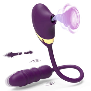 Una - Sucking G-Spot Vibrator with Thrusting Dildo Plug - Playfulsextoy
