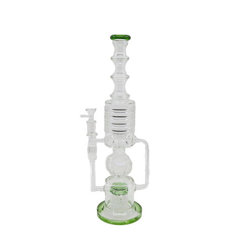Glass Water Bong | Shower Head Recycle 18 Inch Five Button