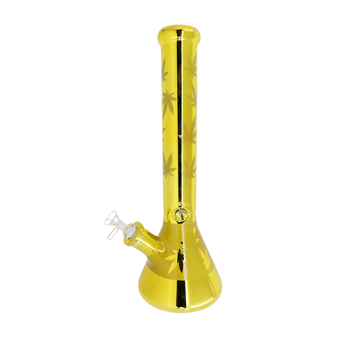 Gold Color Beaker Bong | 15.5" Metallic Beaker Bong