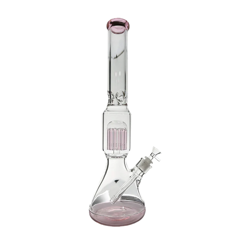 18" 12 ARMS 7MM BEAKER COLORED BOTTOM WATER BONG