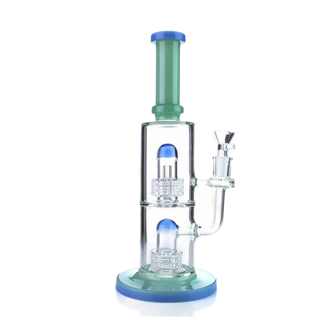 Water Bong | Double Chambered Double Bullet Perc Water Straight Pipe