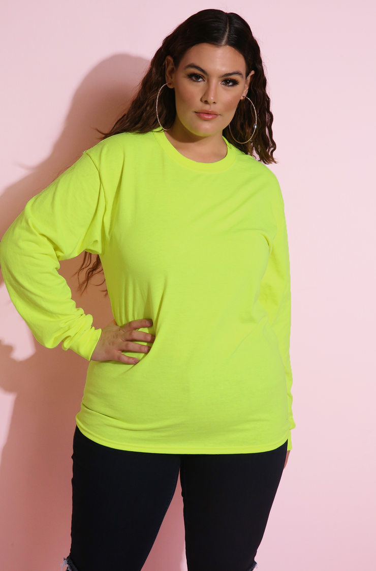 plus size yellow long sleeve shirt