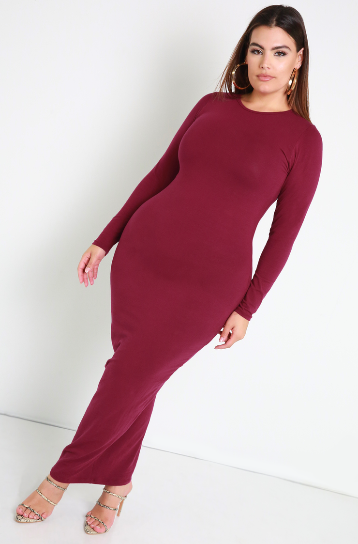 basic long sleeve bodycon dress