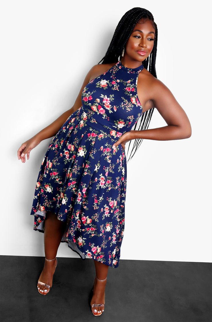 navy blue skater dress plus size