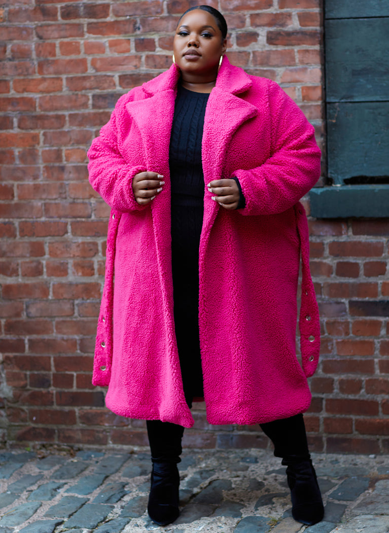 plus size red teddy coat