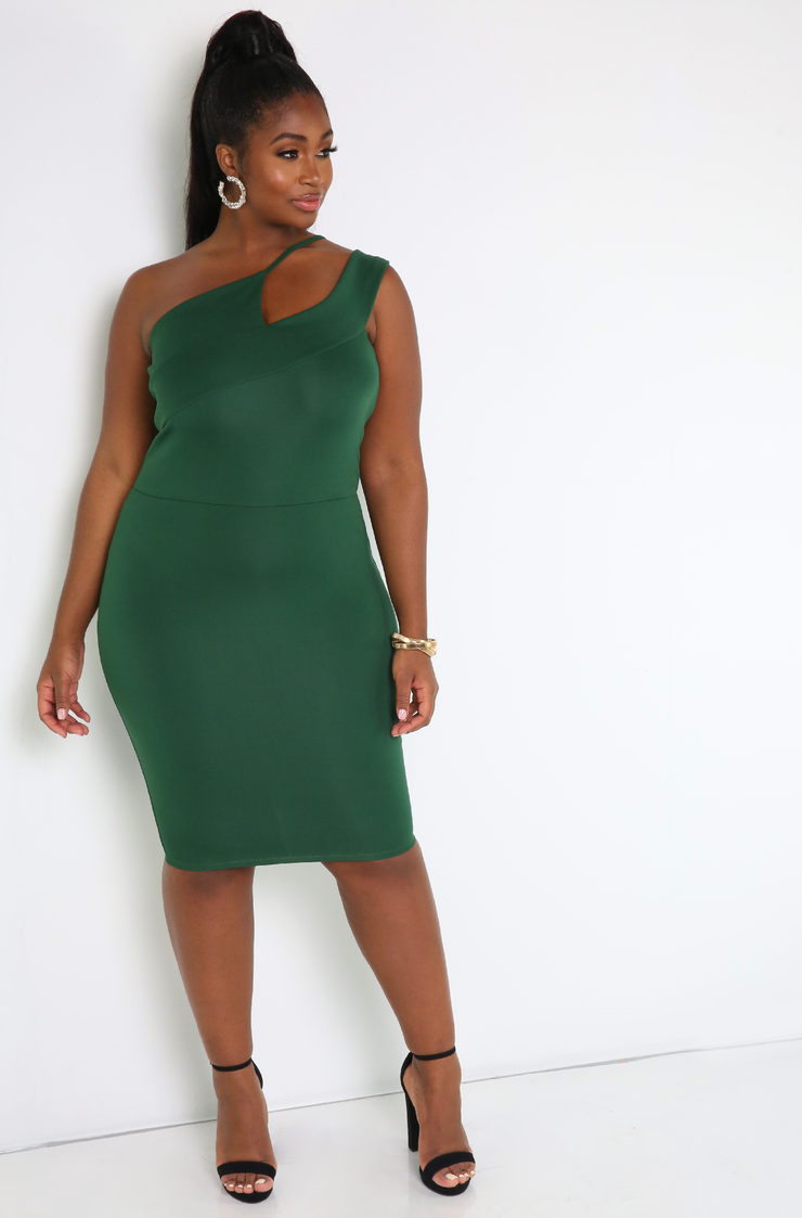 green asymmetrical dress