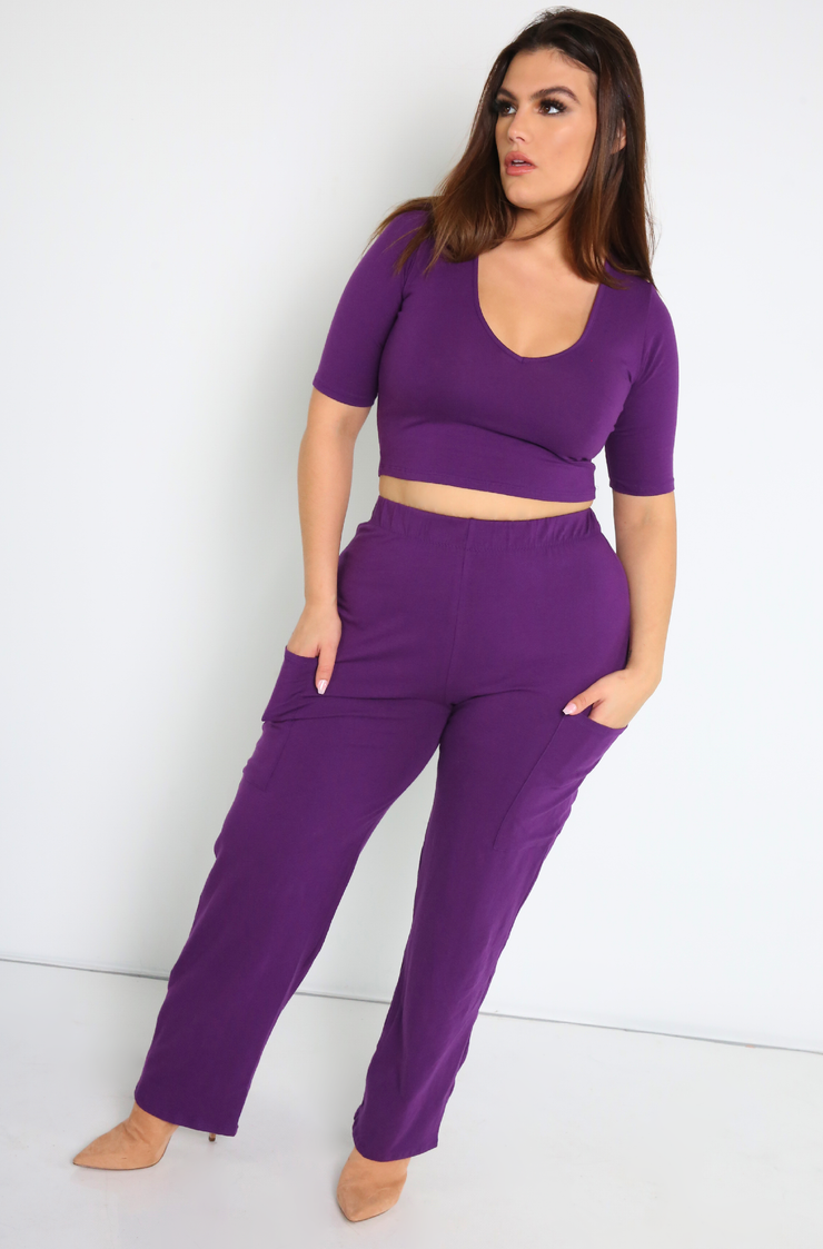 plus size wide leg cargo pants