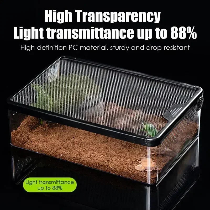 Reptile Feeding Box Transparent Amphibian Insect Reptile Breeding Box Ventilated Hatching Container Reptile Terrarium Tank