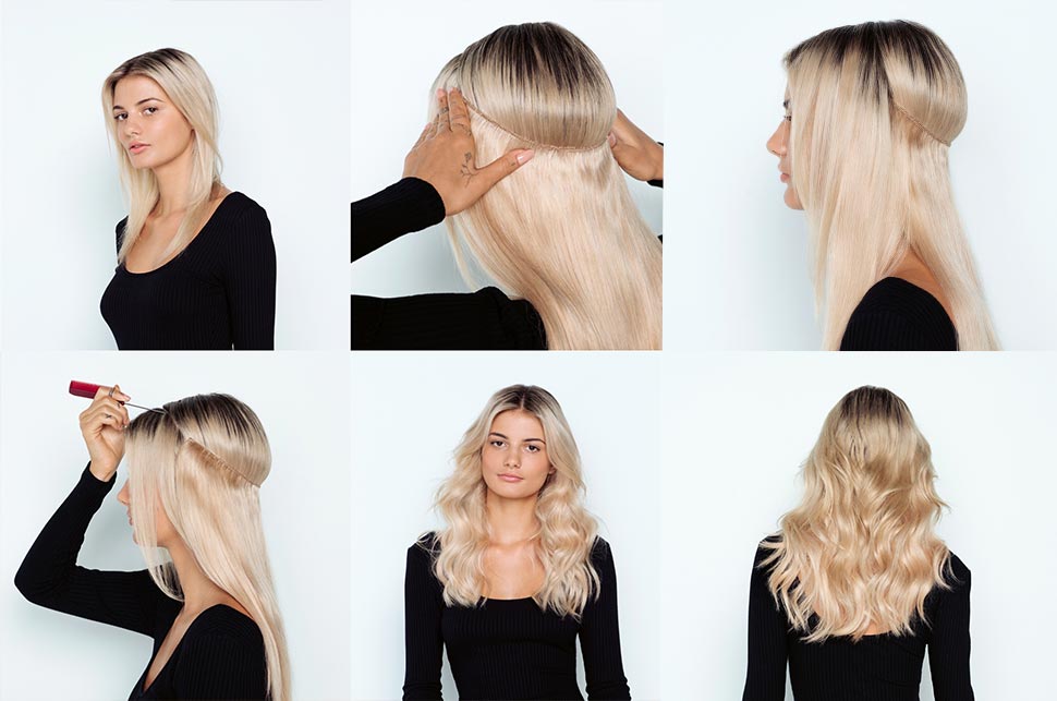 7. Blonde Ombre Halo Hair Extensions - wide 9