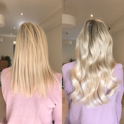 Before After Halo Hair Extensions By Sitting Pretty