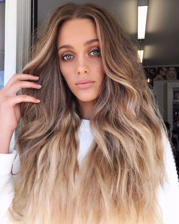 ombre hair brown to blonde medium length