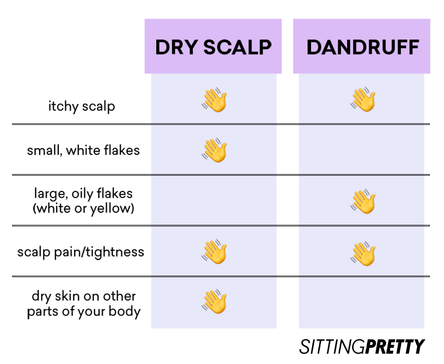 table illustrating is dry scalp the same as dandruff