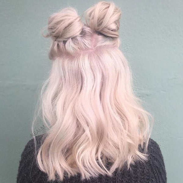 pink hair color ombre, hairstyles, dark root, dip dyed, light pink, purple, pastel, long hair, curly #WomenH…