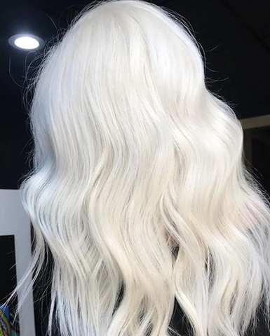 white blonde hair curled