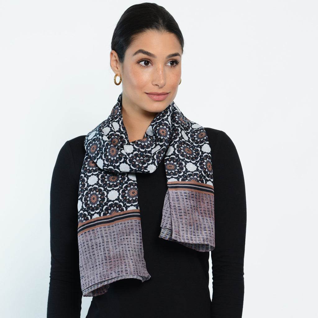 Boho - Otter & Neutral Gray Mosaic Oblong Scarf – Marrero Collection