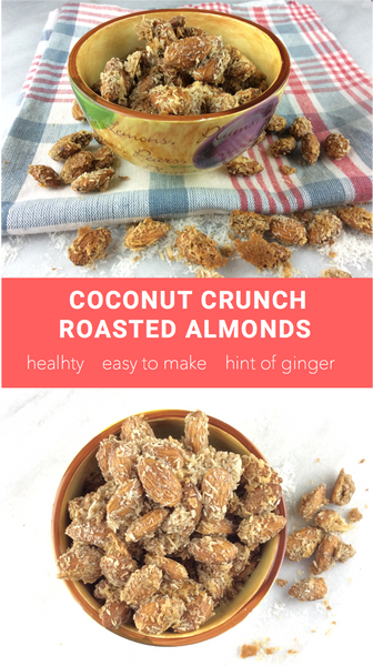 Coconut Crunch Roasted Almonds -a delicious healthy crunchy snack with a nice hint of ginger