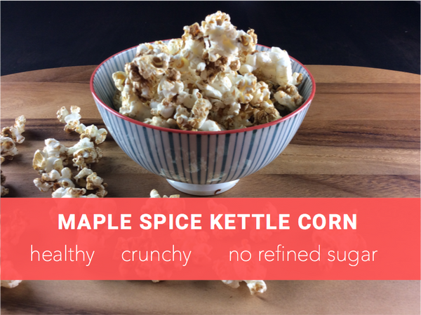 Maple Spice Kettle Corn Popcorn -quick and easy, perfect for sharing during family movie night | www.saltsole.com