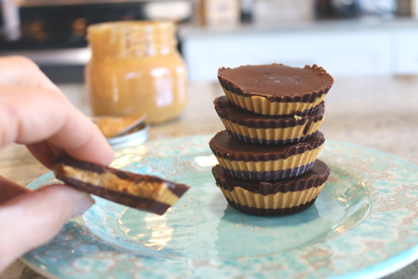 Guilt-Free Dark Chocolate Peanut Butter Cups -These are good, really, really good.