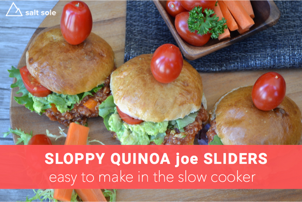 Sloppy Quinoa joe Sliders -This recipe is a healthy play on those "sloppy joes" that we ate when we were kids.  Just throw everything in the slow cooker and forget about it.  Healthy and quick...want some - yes please!