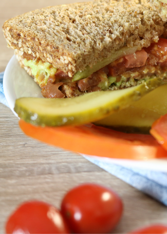 Smashed Baked Bean Avocado Sandwich on Ezekiel Bread - so delicious and good for you | saltsole.com