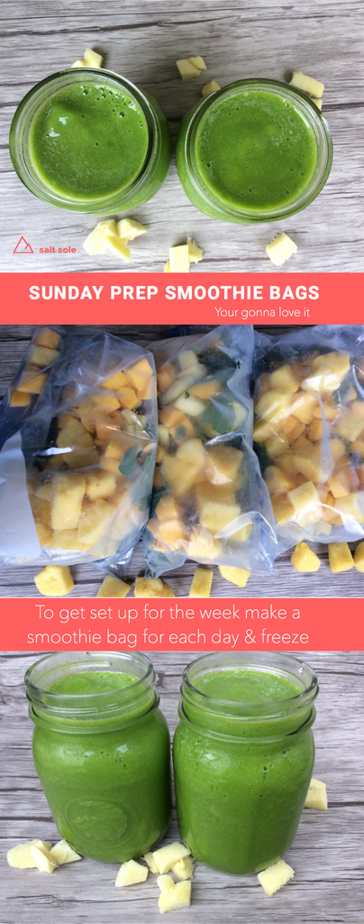 Sunday prep smoothie bags -To get set up for the week make a smoothie bag for each day