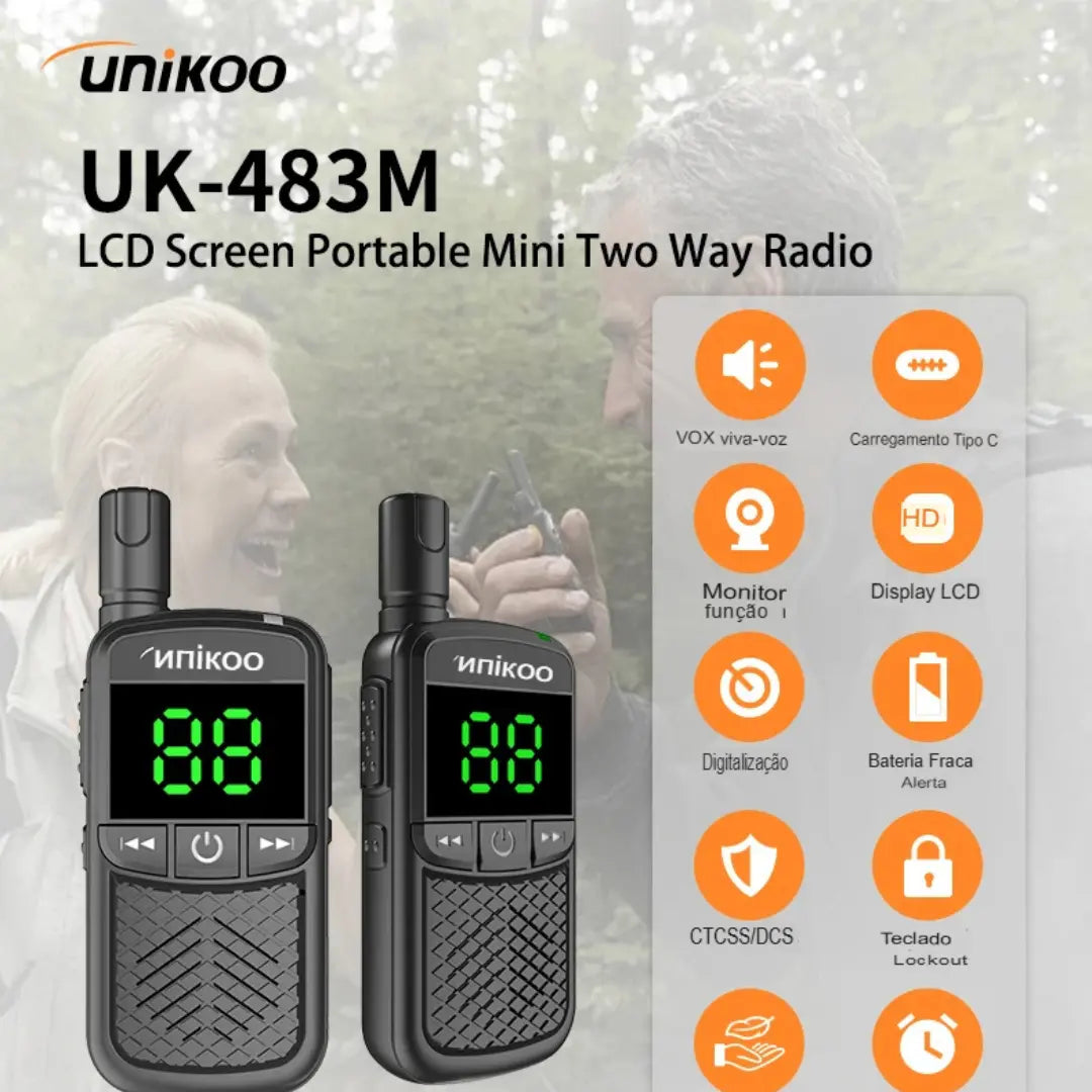 Walkie Talkie UNIKOO UK483M – Comunicação de Longo Alcance para Crianças e Aventuras