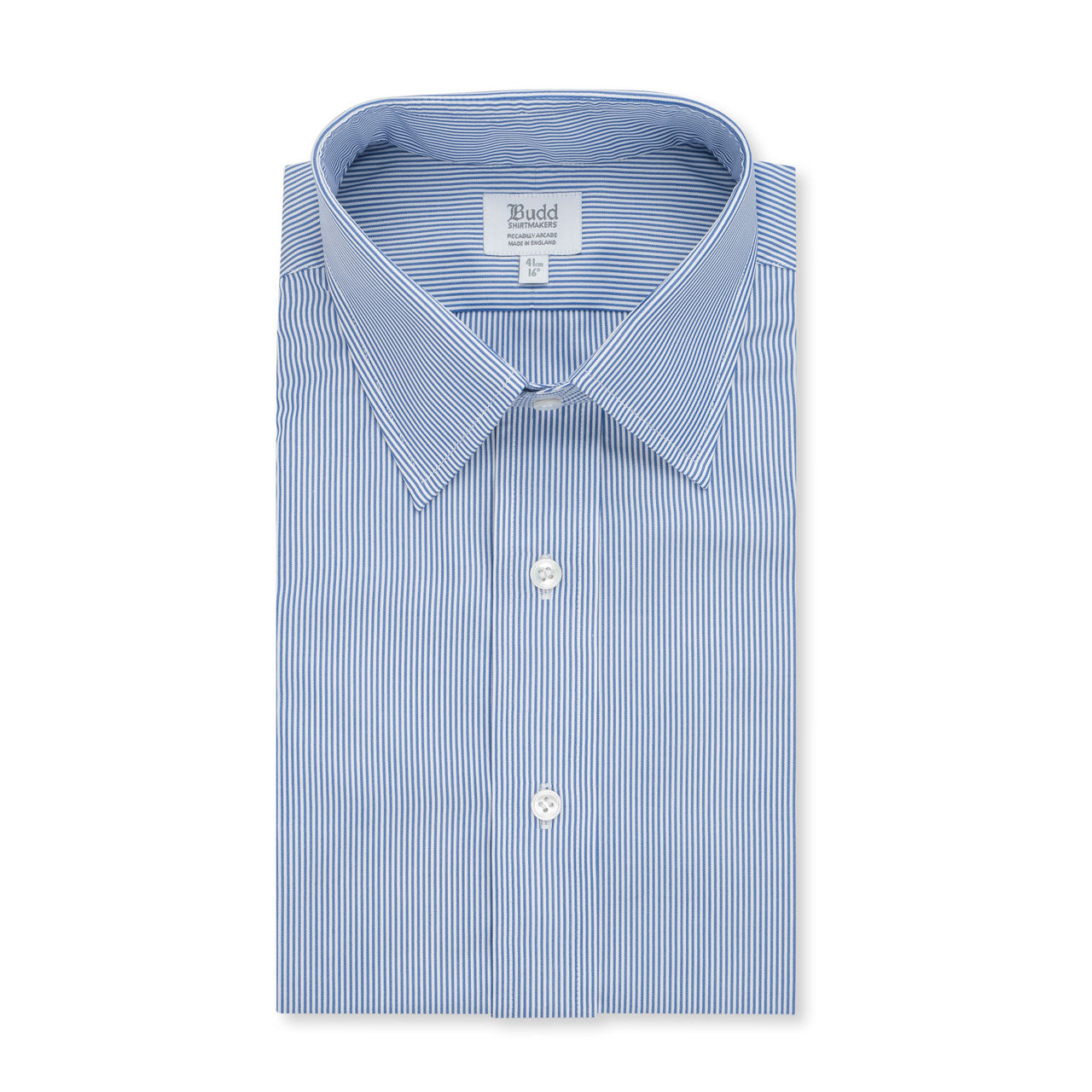 Classic Fit Neat Stripe Poplin Double Cuff Shirt in Navy