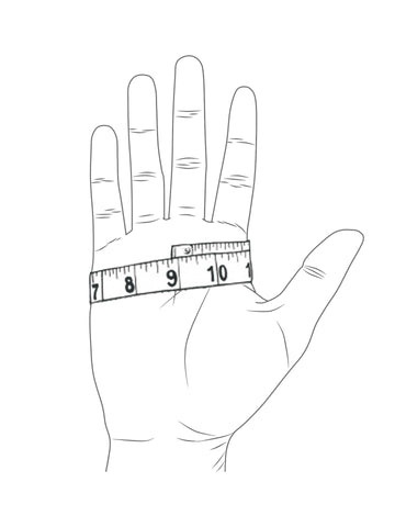 Hand with measuring tape to determine glove size