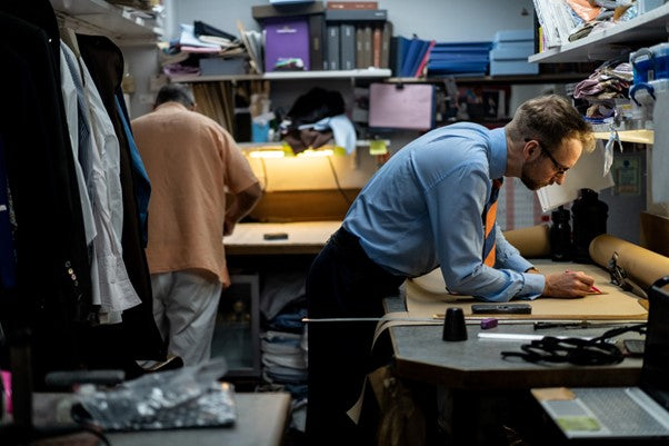 James Macauslan in Budd's cutting room