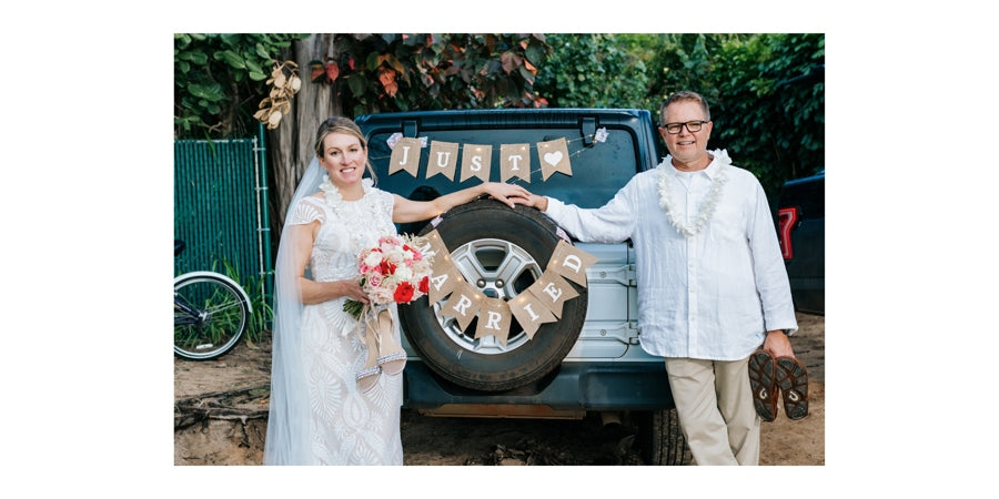 Just Married, Jeep, Hawaii, Wedding