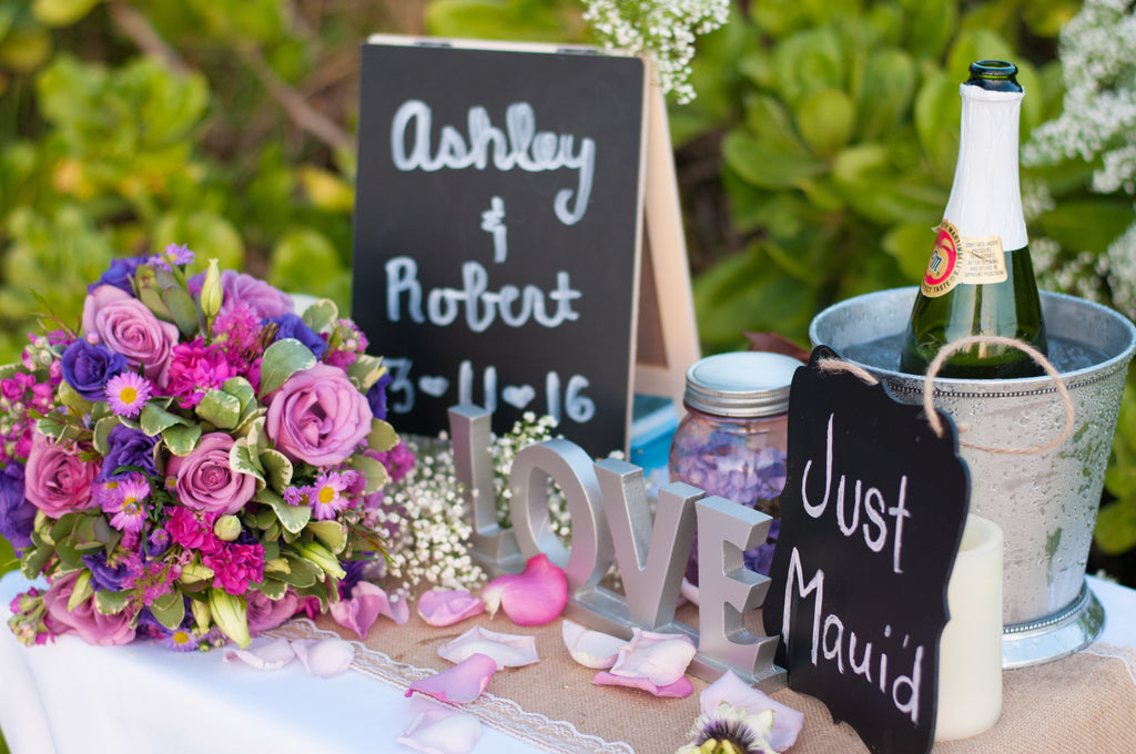 Wedding Beach Table Setup, Maui, Hawaii