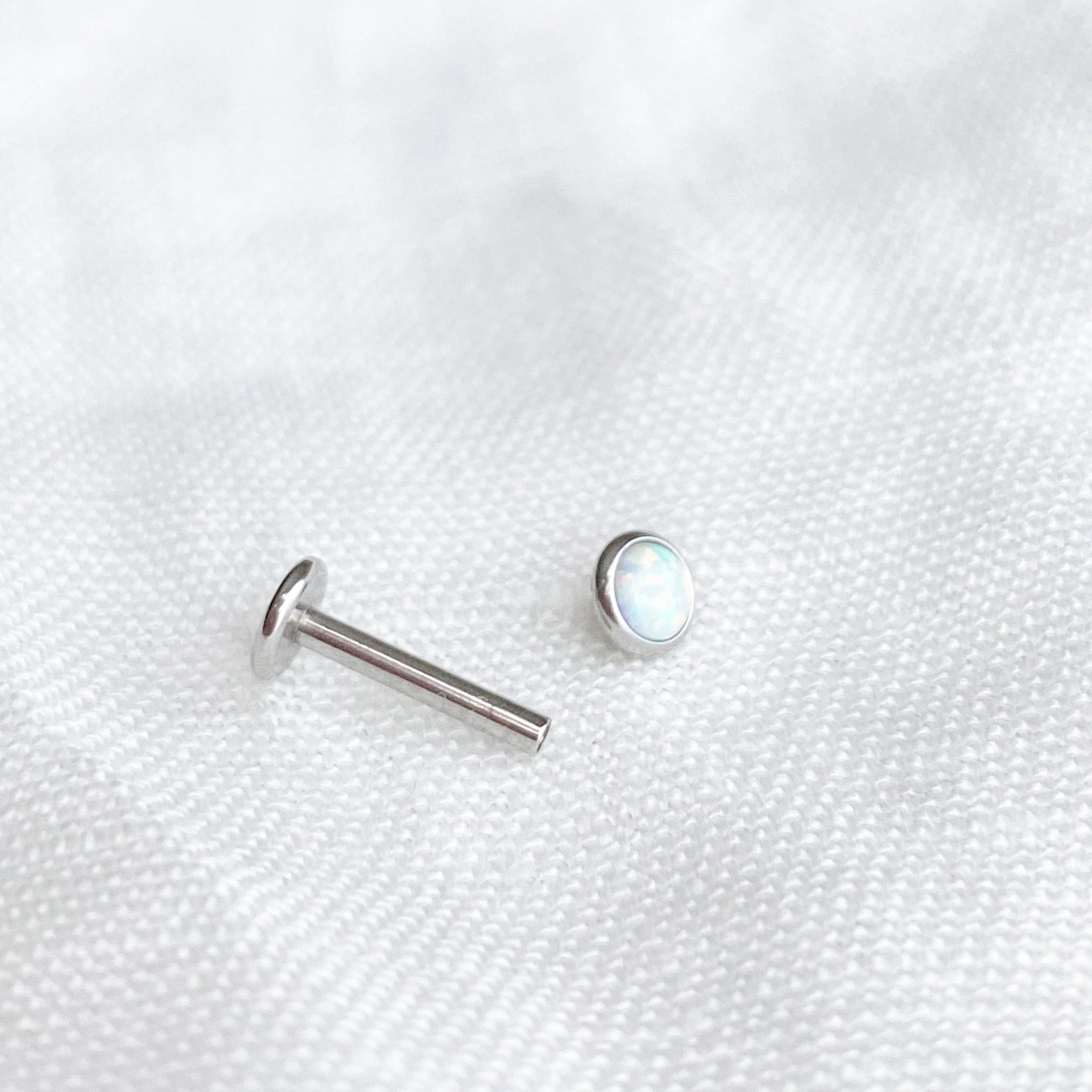 Tiny Opal Flat Back Stud Earring 