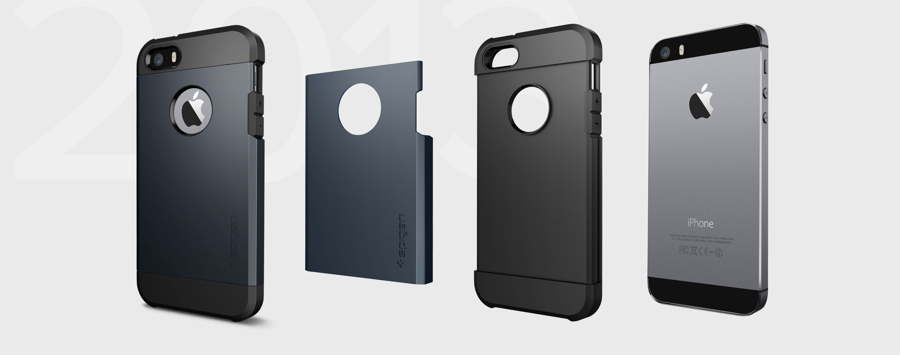Tough Armor Metal Slate color case separated showing the outer PC layer, the outer TPU layer, and the iPhone
