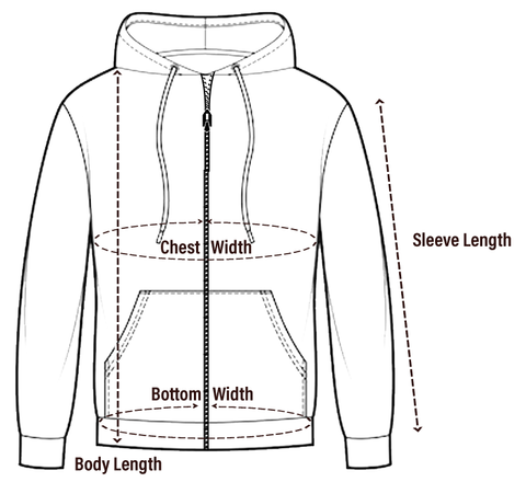 yoode men zipper hoodie size chart