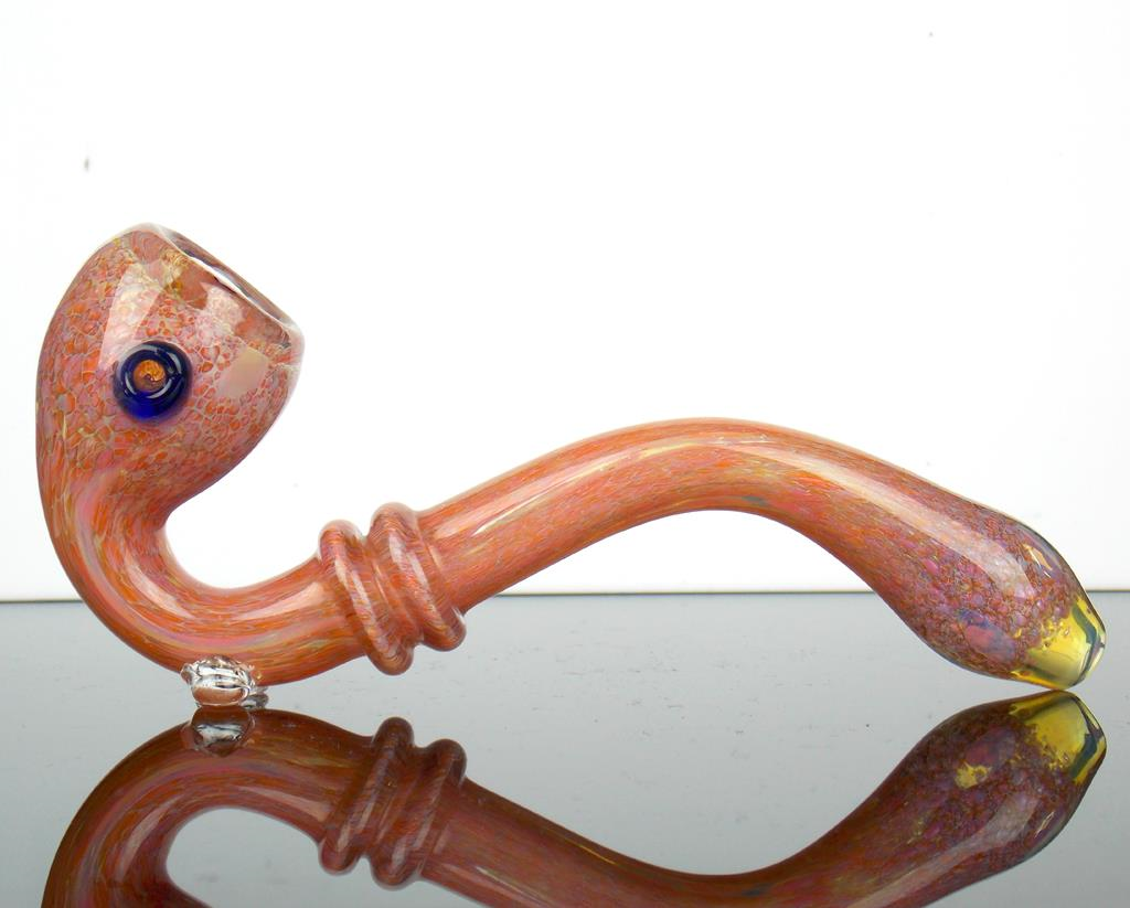 Pink Orange Frit Large Glass Sherlock Smoking Pipe – VisceralAntagonisM