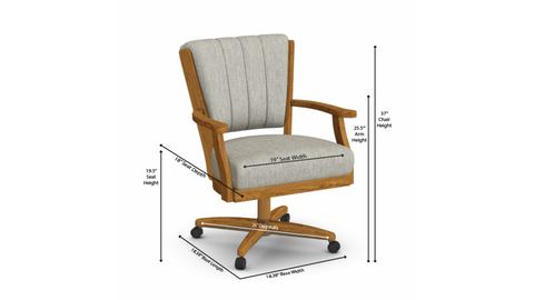 Chromcraft Home, Caster Dining Chair, Chair DImensions