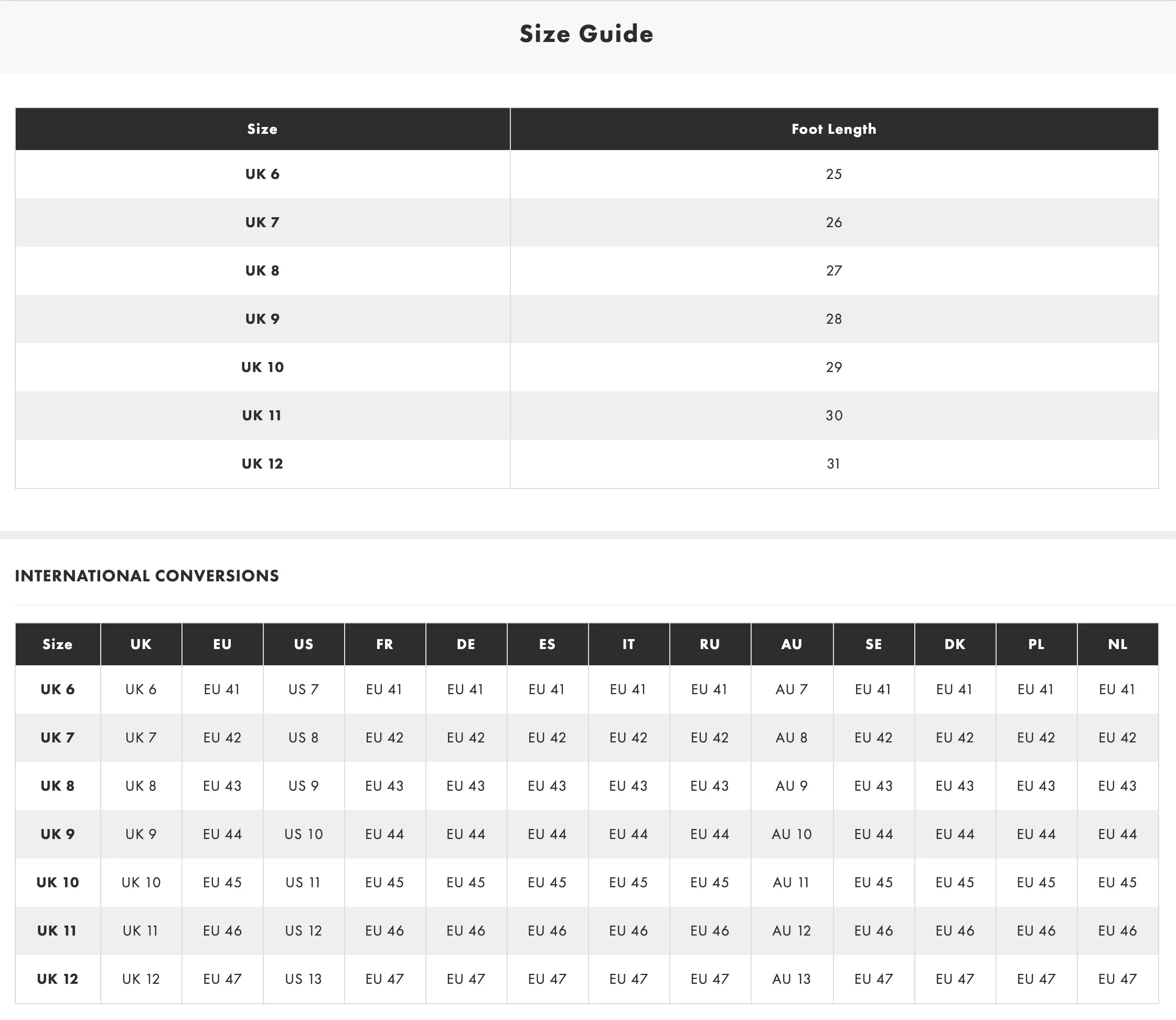 Size Chart