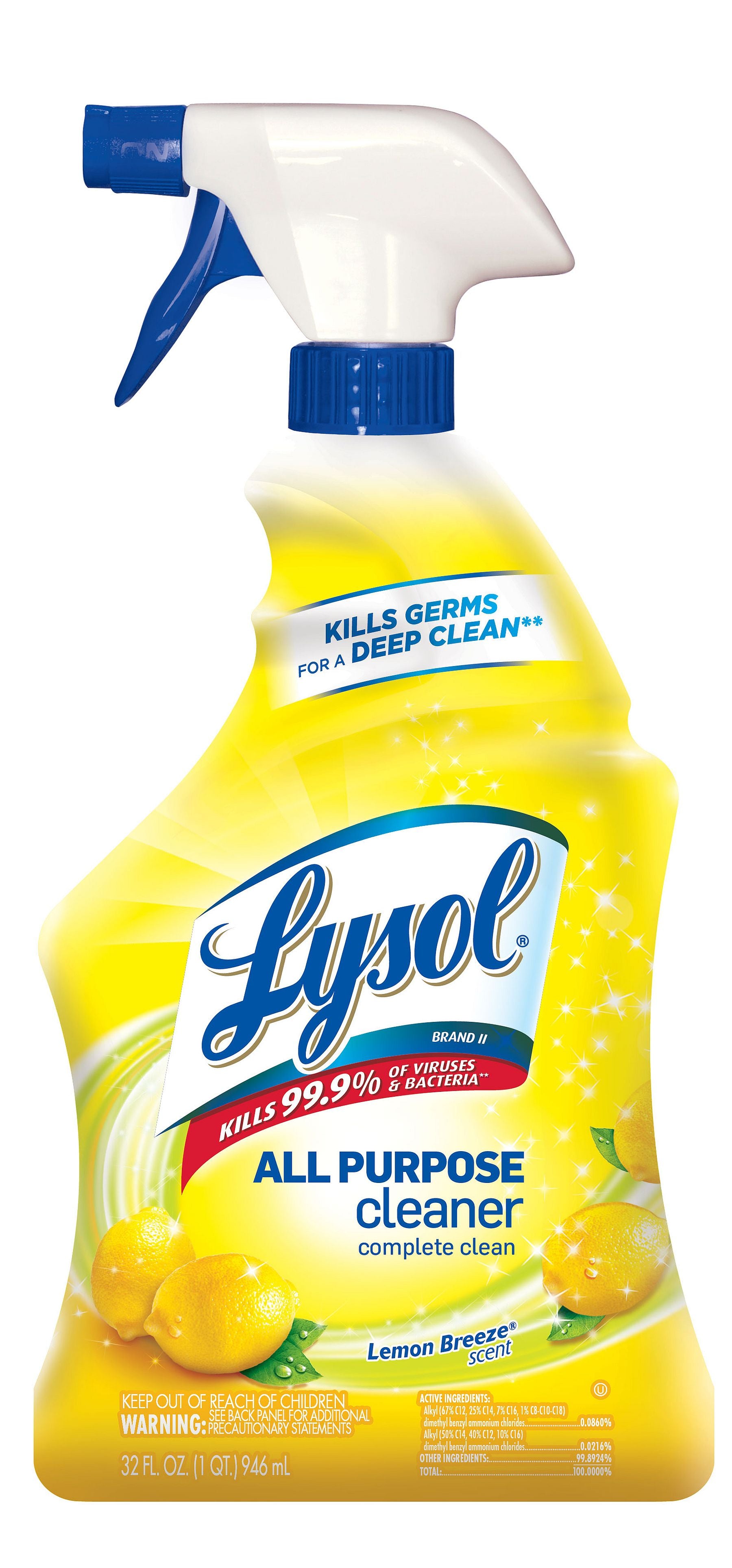 Reckitt Benckiser , Lysol All Purpose Cleaner , 32 oz. Trigger Spray Lemon Breeze , 12 / cs