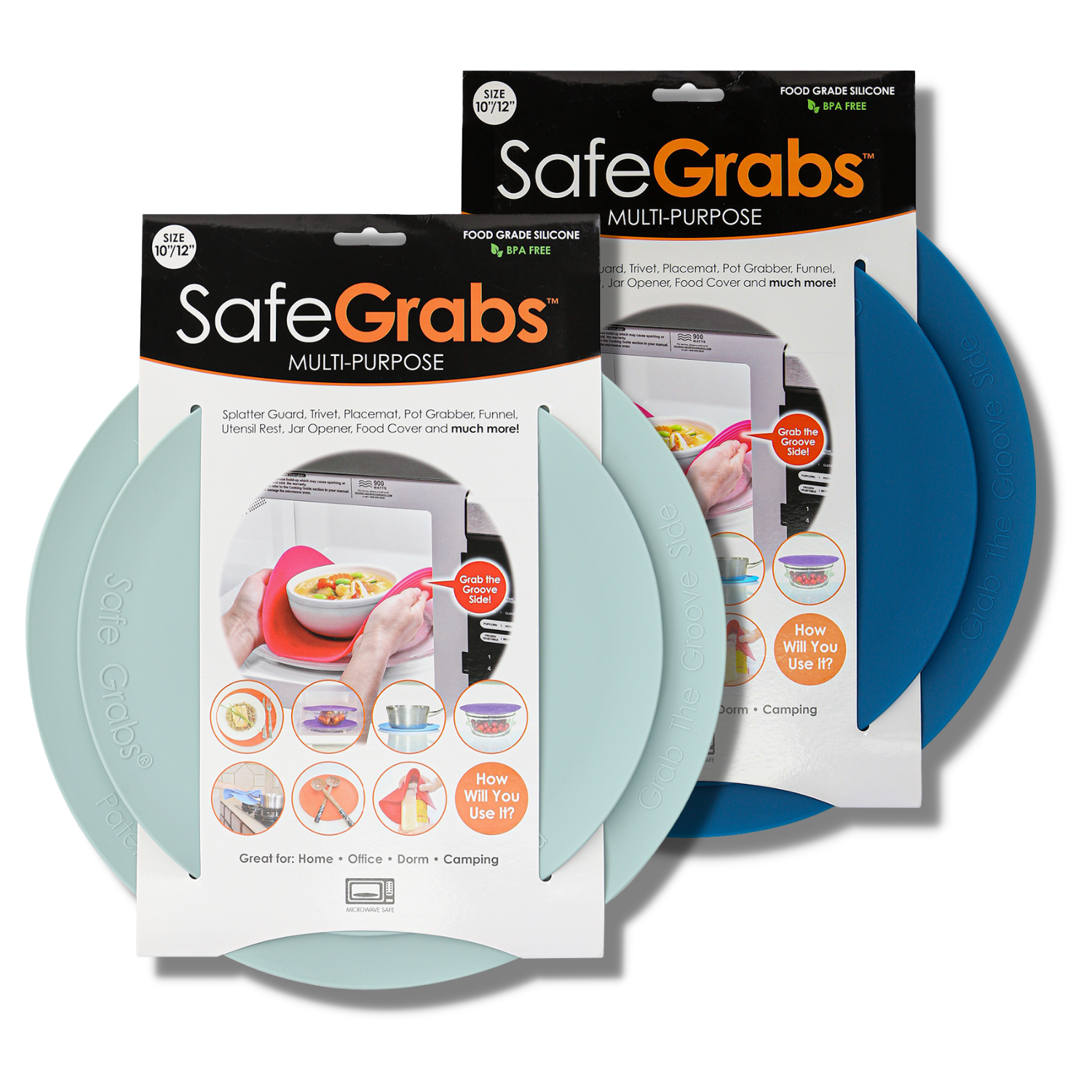 Safe Grabs: Silicone Microwave & Kitchen Mats | As Seen on Shark Tank | Mixed Color Sets